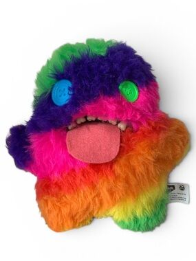 Fuggler Rainbow Oogah Boogah Plush Monster - Rare Multi-Color 9”